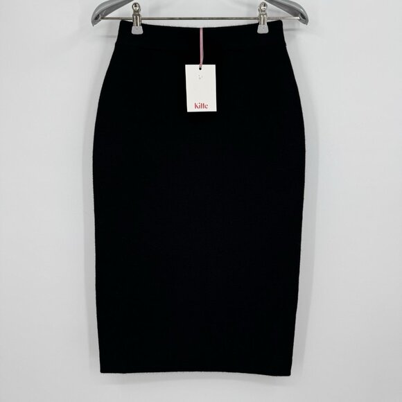 Kilte Collection 100% Washable Cashmere Ines Skirt size 0 XS Midi Pencil Black